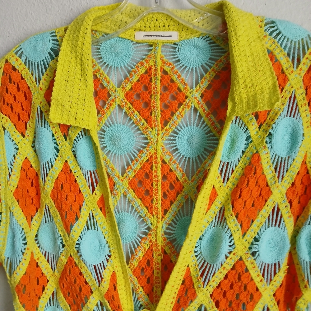 Urban Outfitters High Tide Crochet Cover Up Size Small Colorful - Picture 3 of 12